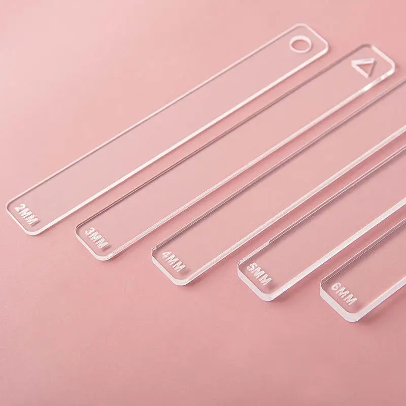 Règle en argile polymère pour poterie douce acrylique, règle d'épaisseur, Rail de guidage à rouleau, bricolage de boucles d'oreilles, outil de fabrication de pendentifs de bijoux, 2 pièces/ensemble 5