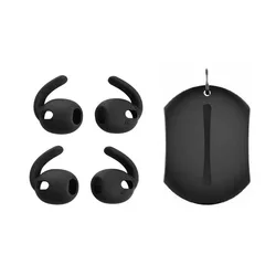 Dual Set Anti - Slip Silicone Ear Hooks and Eartips with Protective Case Cover - Galaxy Buds 3 (Black)