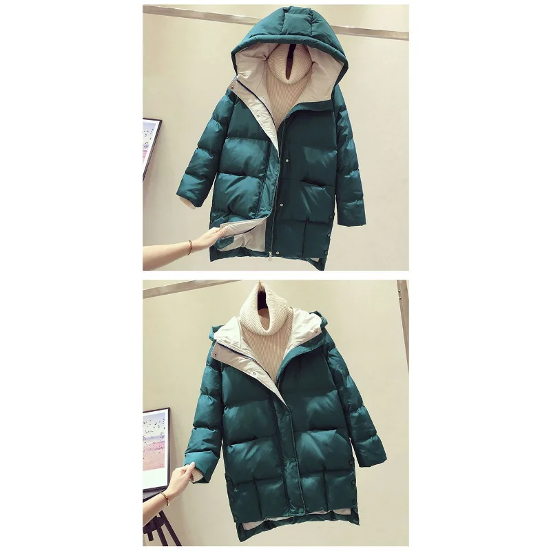 Cotton-padded Women 2023 New Winter Down Padded Jacket Women Medium Long Thick Loose Cotton-padded Bread Suit