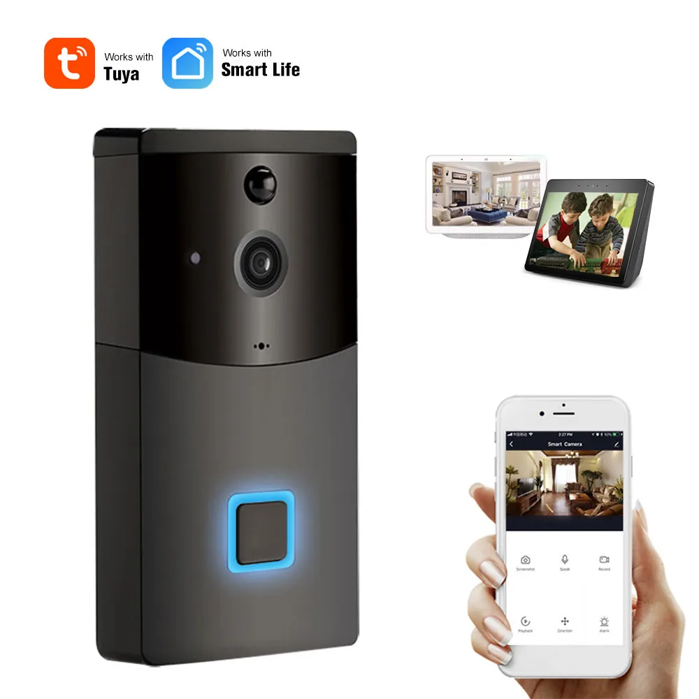 TuyaSmartHomeRingVideoDoorbellWiFiWirelessDoorBellHomeSecurity1080PCameraNight