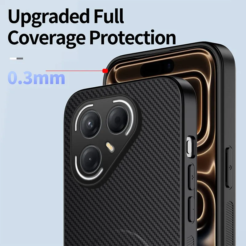 Sleek Carbon Fiber Shockproof Phone Case with Foldable Stand and Magnetic Shell