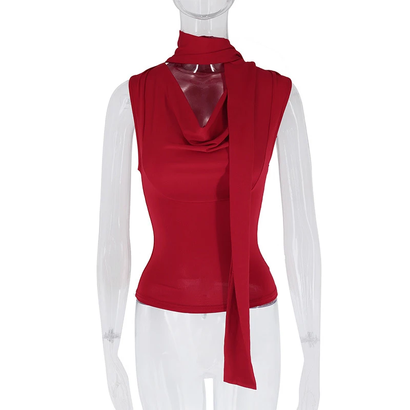 Sexy ärmelloses Damenoberteil mit V-Ausschnitt, modische Bandage, Streetwear, lässige Slim-Fit-Weste, elegante Strickkleidung – Detail 22
