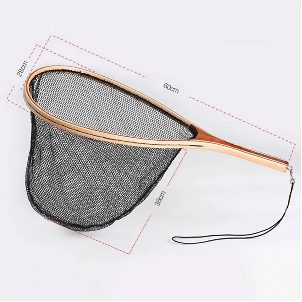 Wooden Handle Rubber/Nylon Mesh Fly Fishing Landing Net Catch Release Scoop  38cm X 27cm Net Mouth Fishing Tackle Tank Hand Net - AliExpress