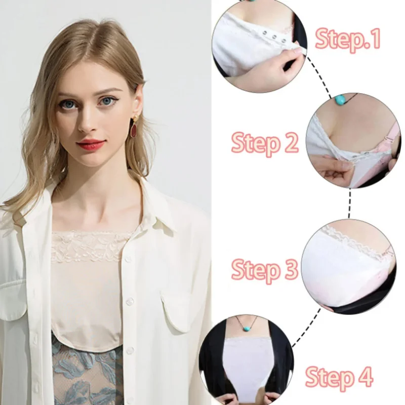 Camisole Women Lace Silk Cleavage Cover Up Color Breathable Invisible Easy Clip-on Mock Bras Wrapped Chest Bandeau