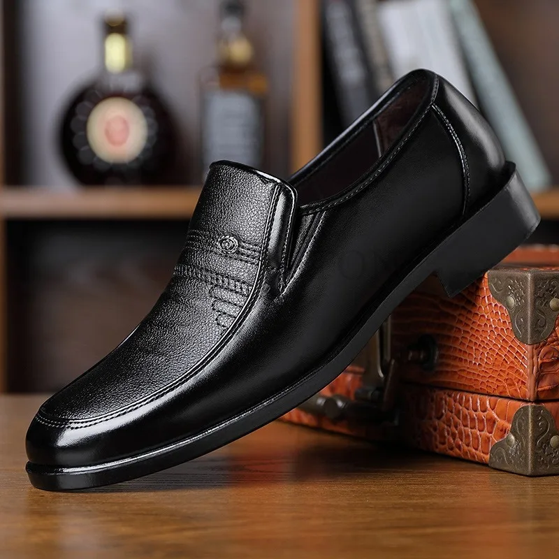 

Men Leather Shoes Business Casual Patent Leather Shoe Breathable Soft Bottom Middle Aged and Elderly Dad Dress Shoes for Men