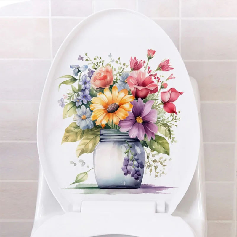 C53# Flowers and plants wall stickers bathroom toilet decoration decals living room cabinets home decoration murals wall stickers,wall sticker