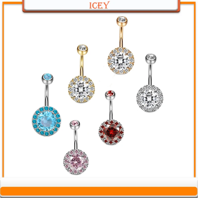 

1pc Zircon belly ring disc navel stud rhinestones belly navel jewelry crystal belly button ring Stainless steel navel piercing