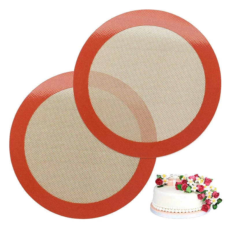 Non Stick Round Silicone Baking Mat Heat Resistant Cake Pan Liner Baking Sheets Macaron Pizza Bread for Oven Air Fryer