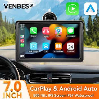 VENBES Radio de Auto Universal con Pantalla Táctil de 7 Pulgadas, Reproductor Multimedia de Video, Compatible con Carplay y Android Auto 1