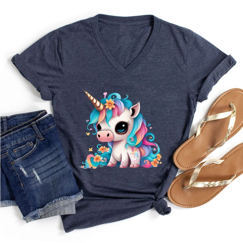 

Unicorn Graphic T Shirts Fashion Y2k Top Tees Summer Short Sleeve T Shirt Vintage Women Clothing Korean Casual Camisas Mujer