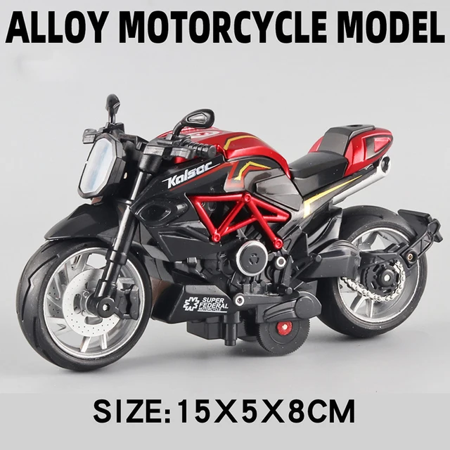 Pocket Toy Alloy Motorcycle Model Miniature Diecast Racing Off-Road Motorcycle Simulation Car Toy Street Motorcycle Model Gift - red
