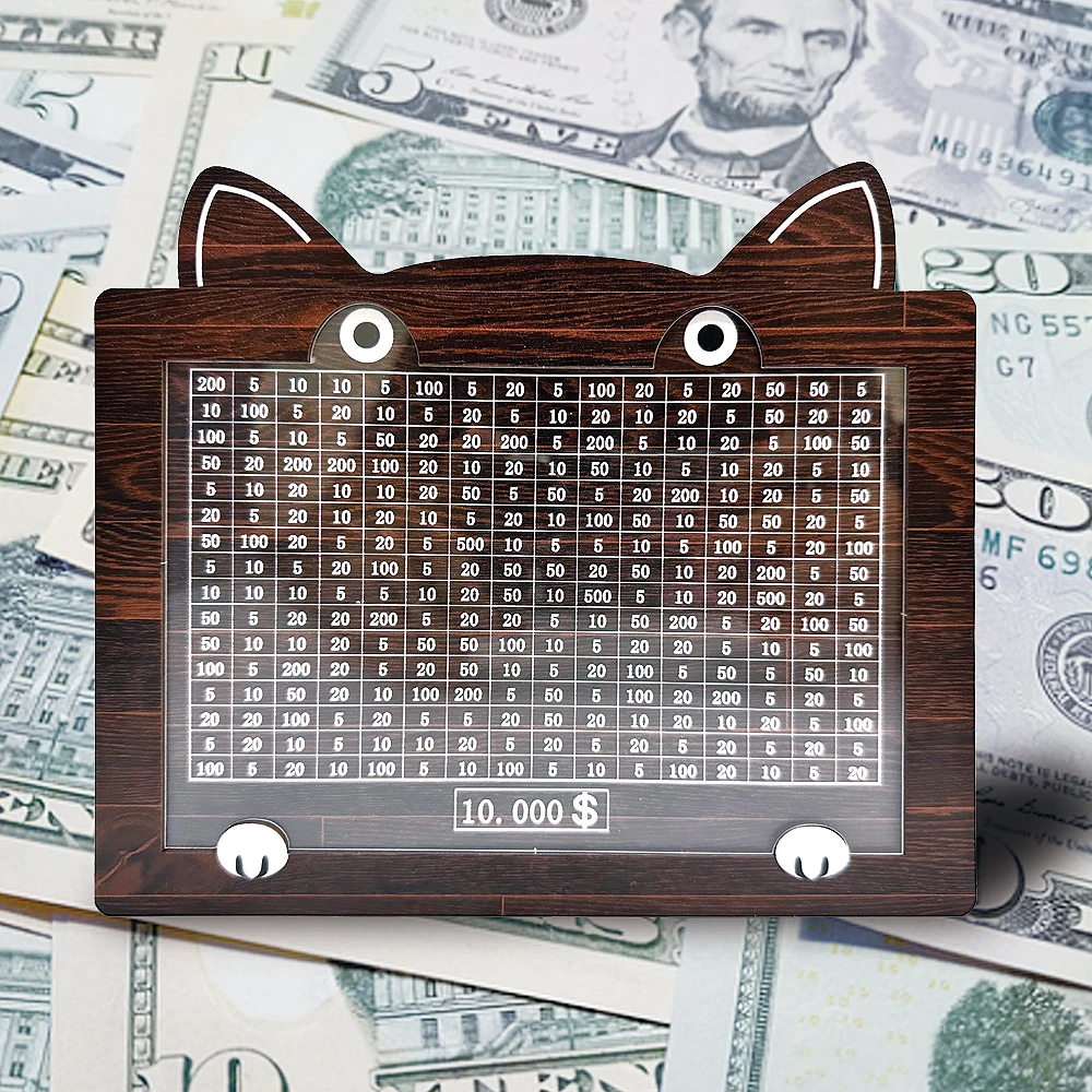 Decorative Natural Wooden Money Box With Counter Kitty Bank Handmade For Creative Children's Saving The Money Goal 10000 Dollor 3