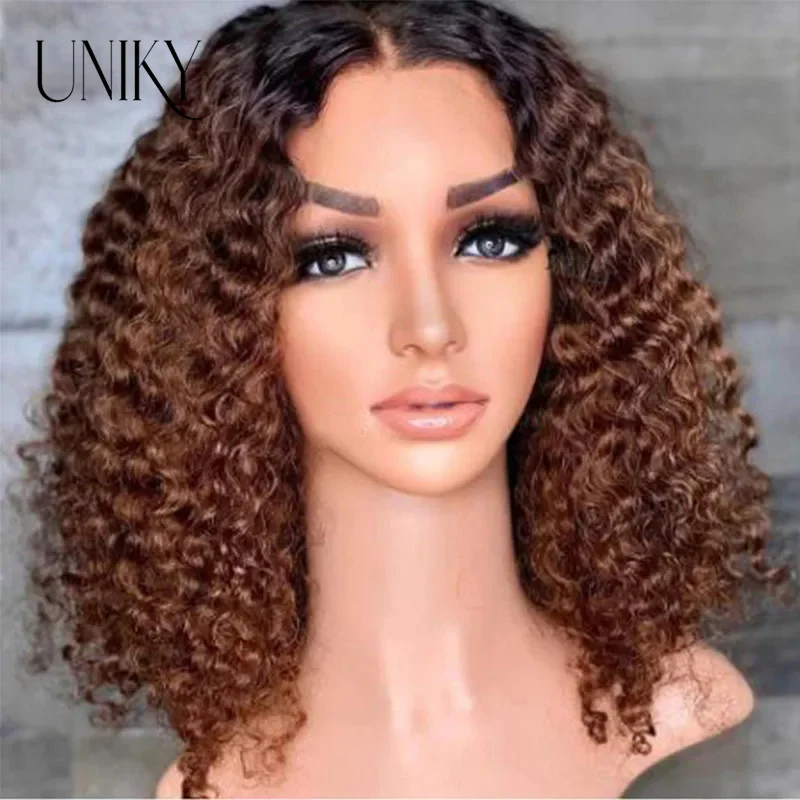 

1B/30 Ombre Color Short Curly Lace Front Human Hair Wigs With Baby Hair Pre Plucked Brazilian Virgin Hair Bob Wigs 180 Density