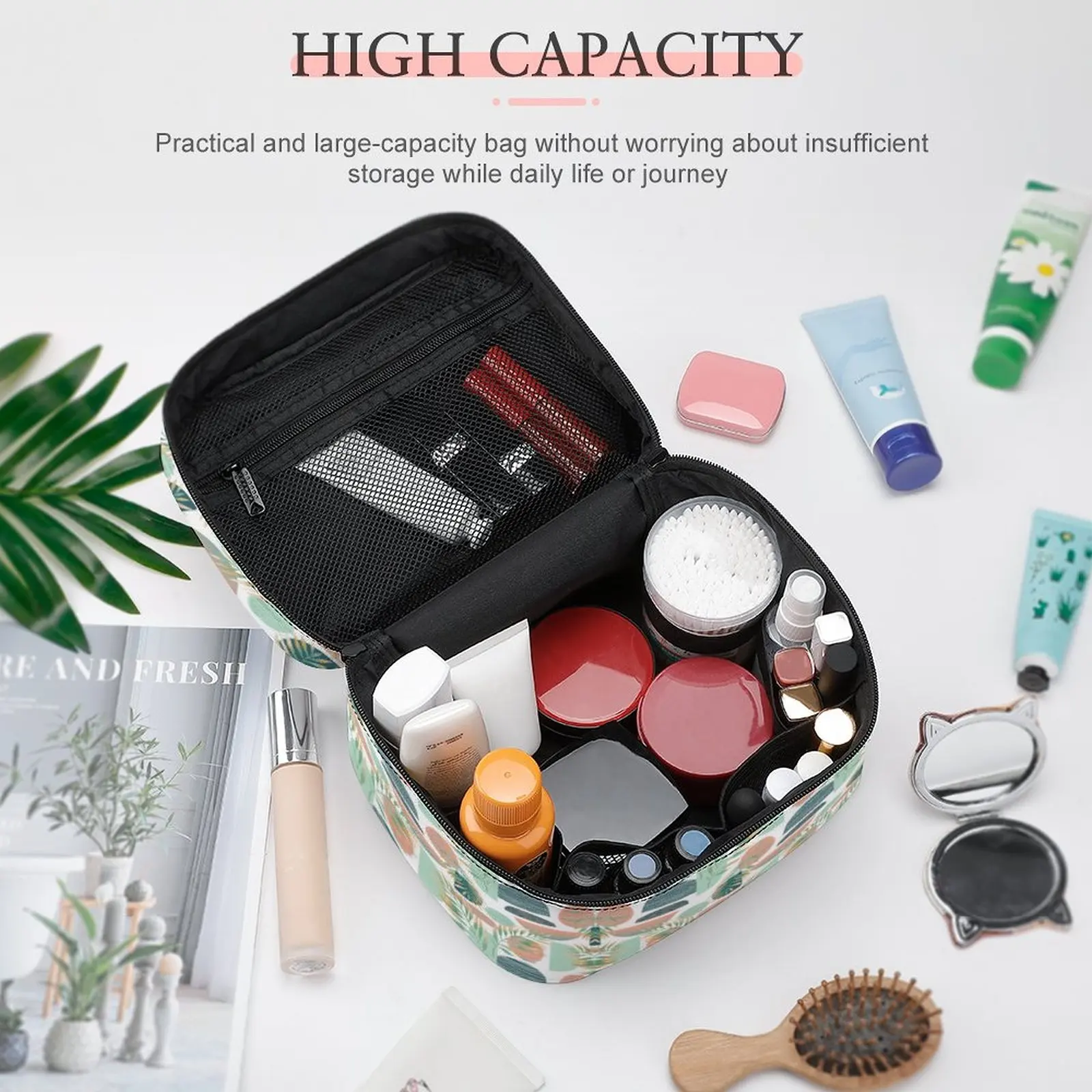 Customized Personalized Pattern Cosmetic Bag Girl Outdoor Waterproof Make Up Case Female Multifunction Print Makeup Bag