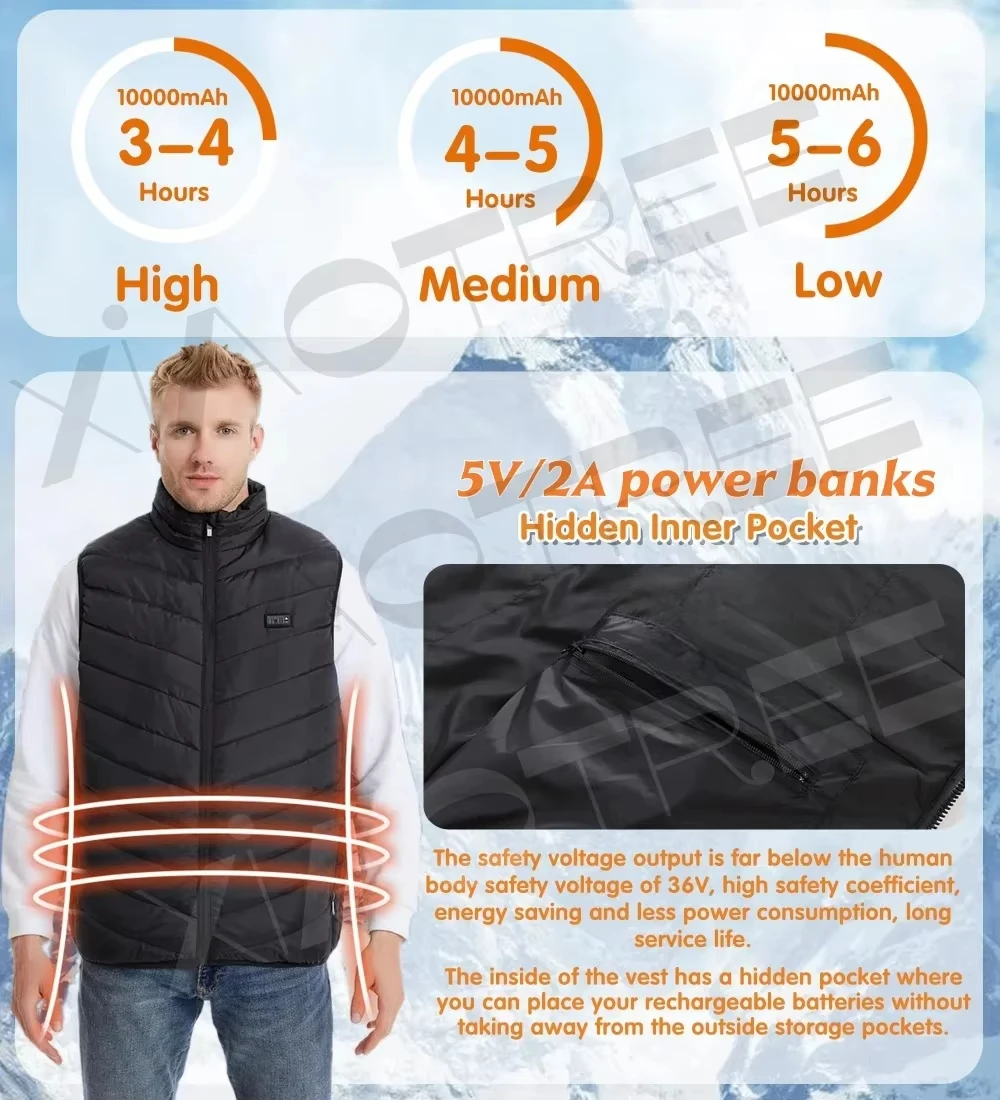 28/9 Areas Heated Jacket Men Jacket Heated Winter Womens Electric Usb Heater Camping Jacket Man Thermal Vest Body Warmer Coat 6XL