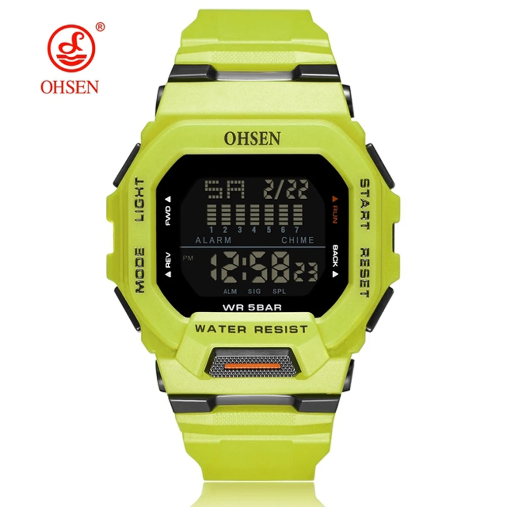 Ohsen Mannelijke Digitale Horloges Waterdicht Hombre Mens Sport Groene Horloges Hand Klokken Vrouwen Horloge Reloj Masculino Nieuwe 2023