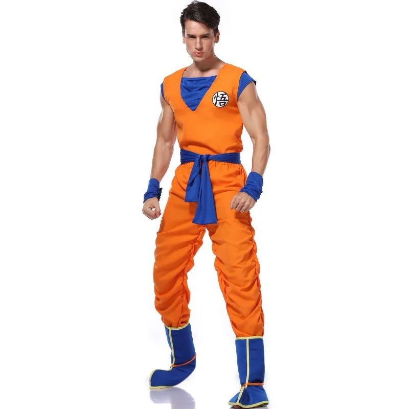 

Halloween Japanese anime Adult Orange Suits Son Goku Masquerade Cosplay Anime Superheroes Role Play Dress Up