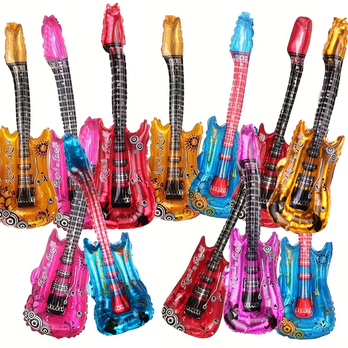 12pcs 32inch Guitar Foil Balloons Rock Band Music Theme Party Decoration Birthday Party Wedding Decorations