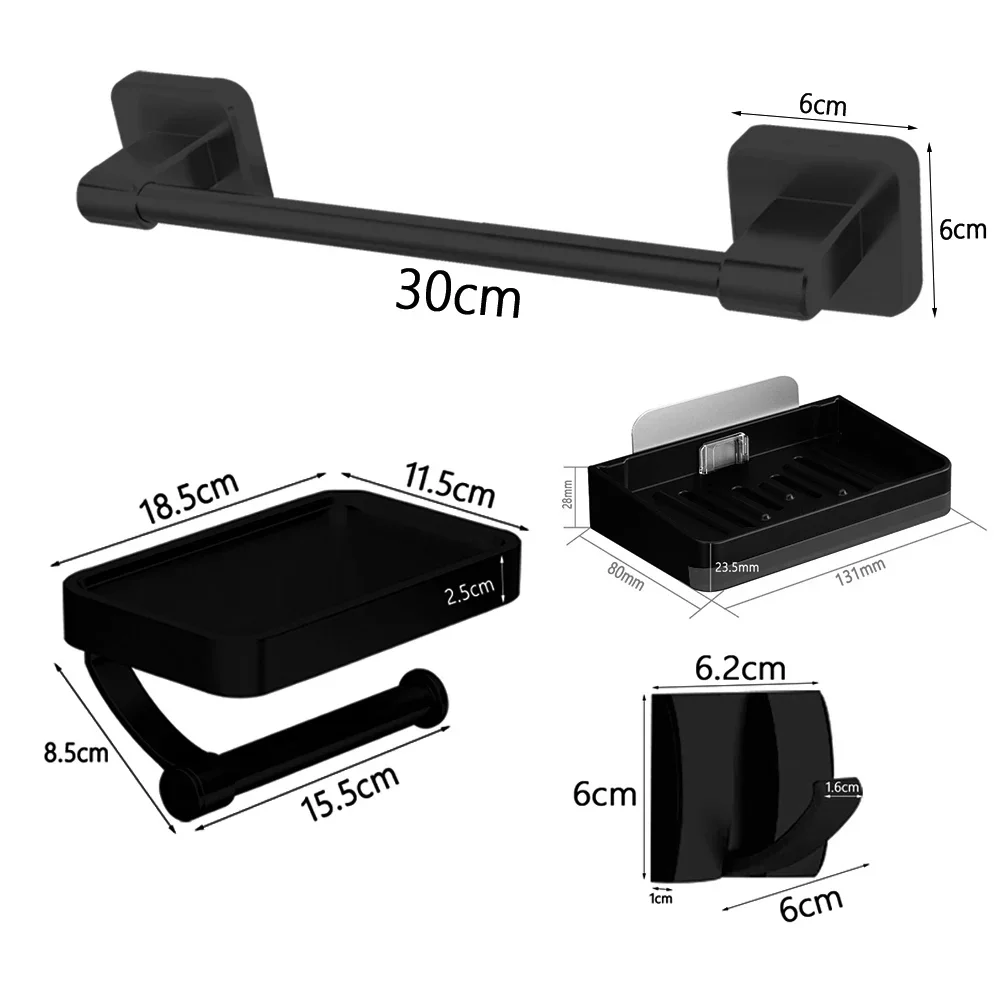 Luxury Bathroom Hardware Set Adhesive Bathroom Accessories Hanger Towel Rack Soap Dish Tissue Rack Coat Hook Household 4 Pcs Kit