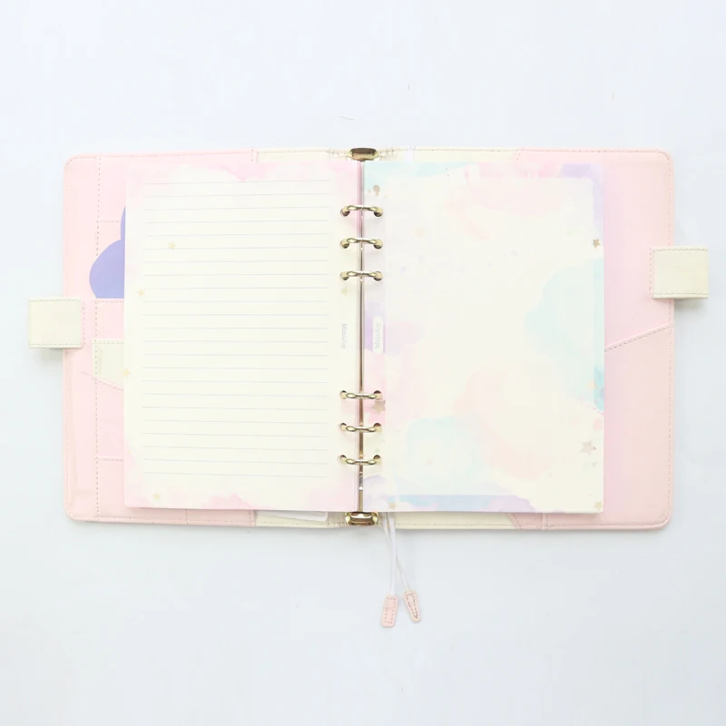 Notebook Refill Domikee cute creative gold foil stars pattern 6 rings A5A6 40sheets refillable notebooks inner paper sheets