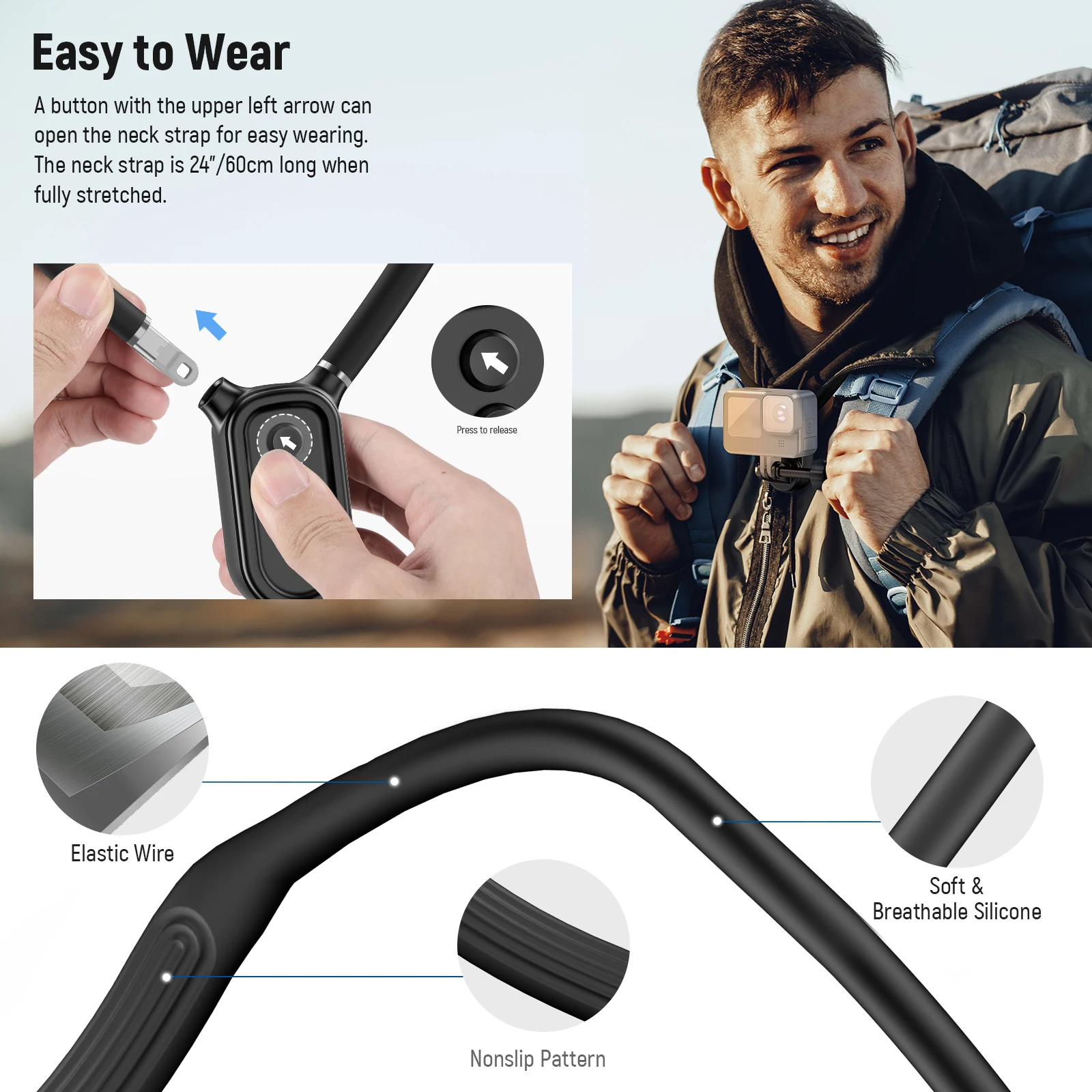 NEEWER Original Magnetic Neck Mount Holder with Phone Clip Suit For Hero 12 11