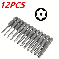 12-Piece Magnetic Torx Screwdriver Bit Set, Tamper-Resistant Star Bits, 2 Length (12PCS)