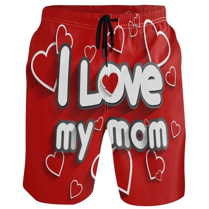

Love Mom Graphic Animal Panda Shorts Pants 3D Printing Hip Hop y2k Board Shorts Summer Hawaii Swimsuit Cool Surfing Swim Trunks