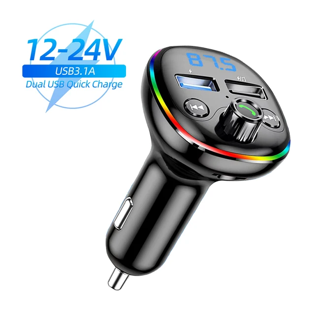  Car Handsfree FM Transmitter Bluetooth Car Kit MP3 Modulator Player TF Card USB AUX Receiver 3.1A Dual USB TYPE-C Fast Charger 