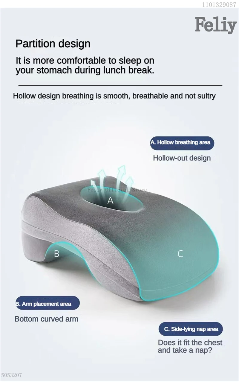 Description Picture 6 of itemMemory Foam Nap Pillow For Travel Headrest Neck Support Cushions Office Rest Lunch Break Pillow Orthopedic Student Desk Sleeping