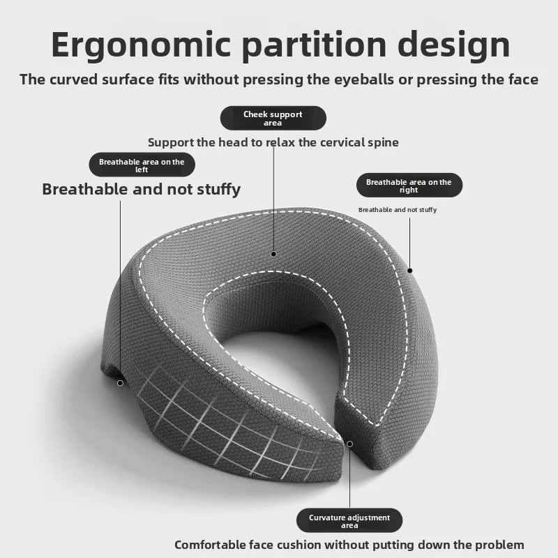 Ergonomics Lying Down Pillow Memory Foam Breathable Head Rest Support Pillow Body Massage Face Rest Pillow for Beauty Salon