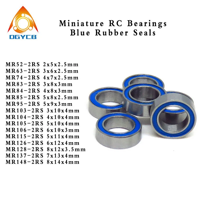 10pc MR85 2RS 5x8x2.5 mm High quality MR Series Miniature Ball Bearings L850DD ABEC3 5 8 2.5 Blue Seals Model Bearings
