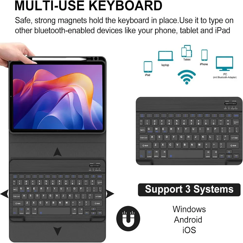 Redmi Pad Pro Keyboard Nanhent Clavier Coque Pour Xiaoi Redi Pad SE (11 Pouces) 2023, AZERTY Clavier Tablette