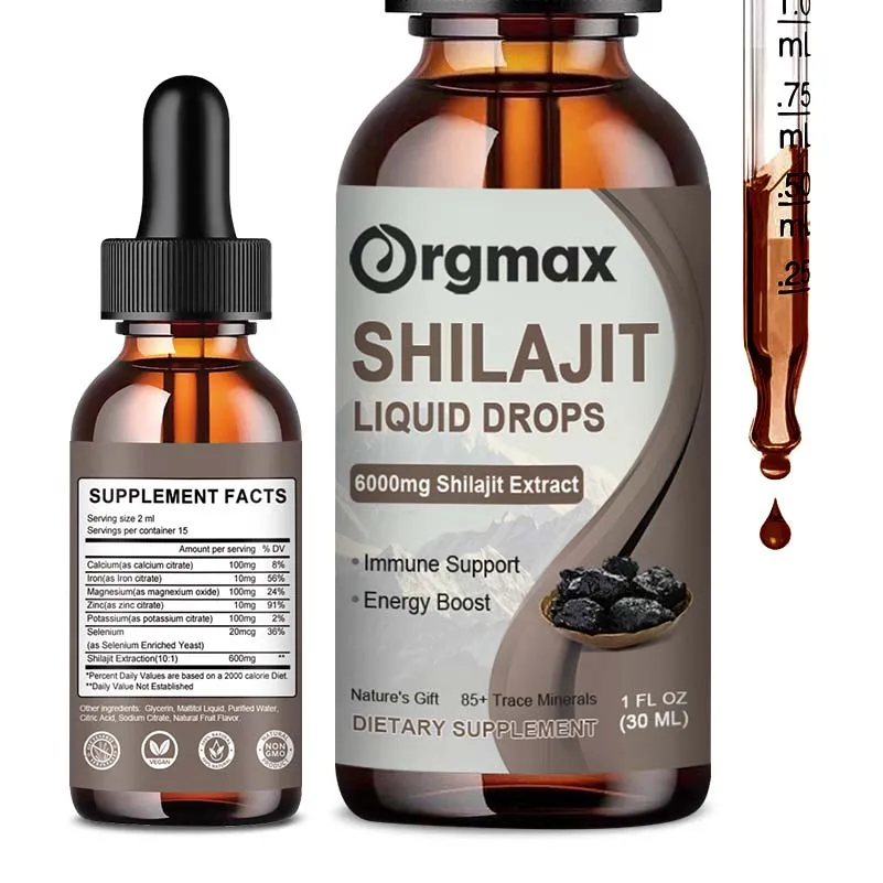 2 Bottles 30ml Shilajit Liquid Drops 85+ Trace Minerals & Fulvic Acid Energy Immunity Brain Support