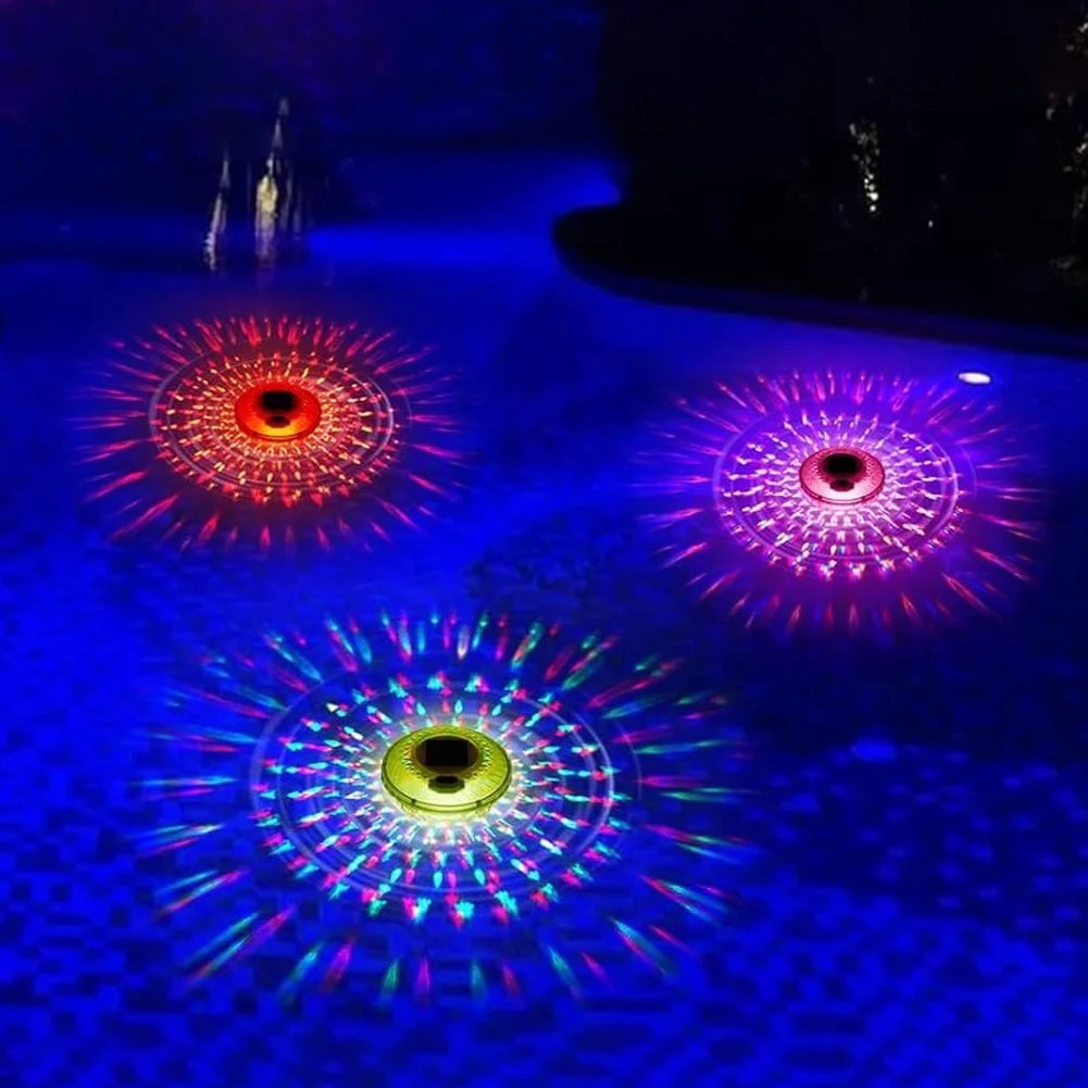 Solar Powered Floating Pool Chlorine Dispenser with Colorful Lights Adjustable Release Chlorinator for Nighttime Ambiance