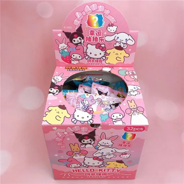 32pcs Sanrio Blind Box Doll Eraser Cartoon Cute Hello Kitty My Melody Kuromi Eraser Mystery Box Student Stationery Birthday Gift 1
