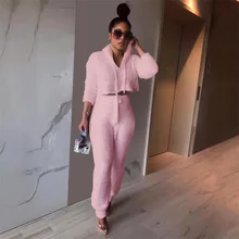 

Znaiml 2022 Hooded Two Piece Suits Outfits Winter Top And Trousers Sets Womens Furry Home Casual Pant Set For Women Warm Thick