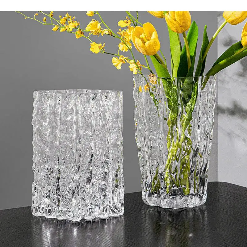 

Creative Glacier Wrinkle Glass Vase Hydroponics Flower Pots Decorative Flower Arrangement Desk Decoration Colorful Floral Vases