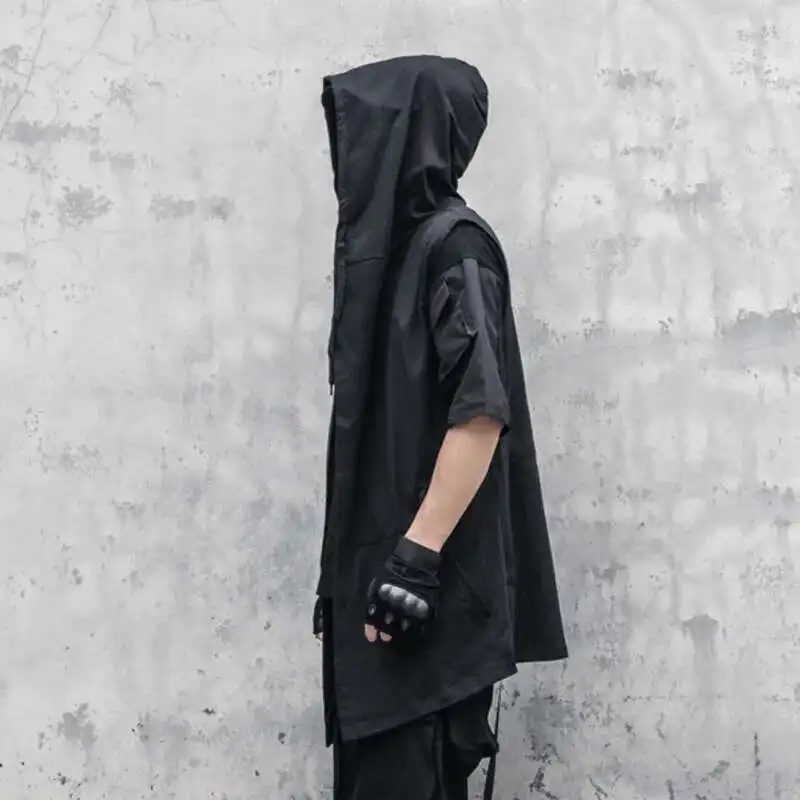 HKSH Spring Autumn New Male Tide Dark Punk Hip Hop Trench Hooded Cape Retro Gothic Sleeveless Coat Streetwear Windbreaker HK2368