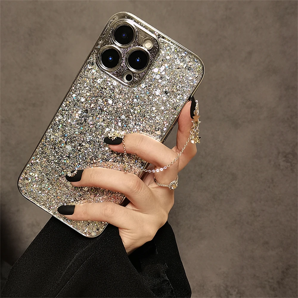 Glitter Bling Crystal Rhinestone Phone Case Anti-Drop Soft Cover For iPhone 16 15 Pro Max 13 12 11 14 Lady phone case,iphone case
