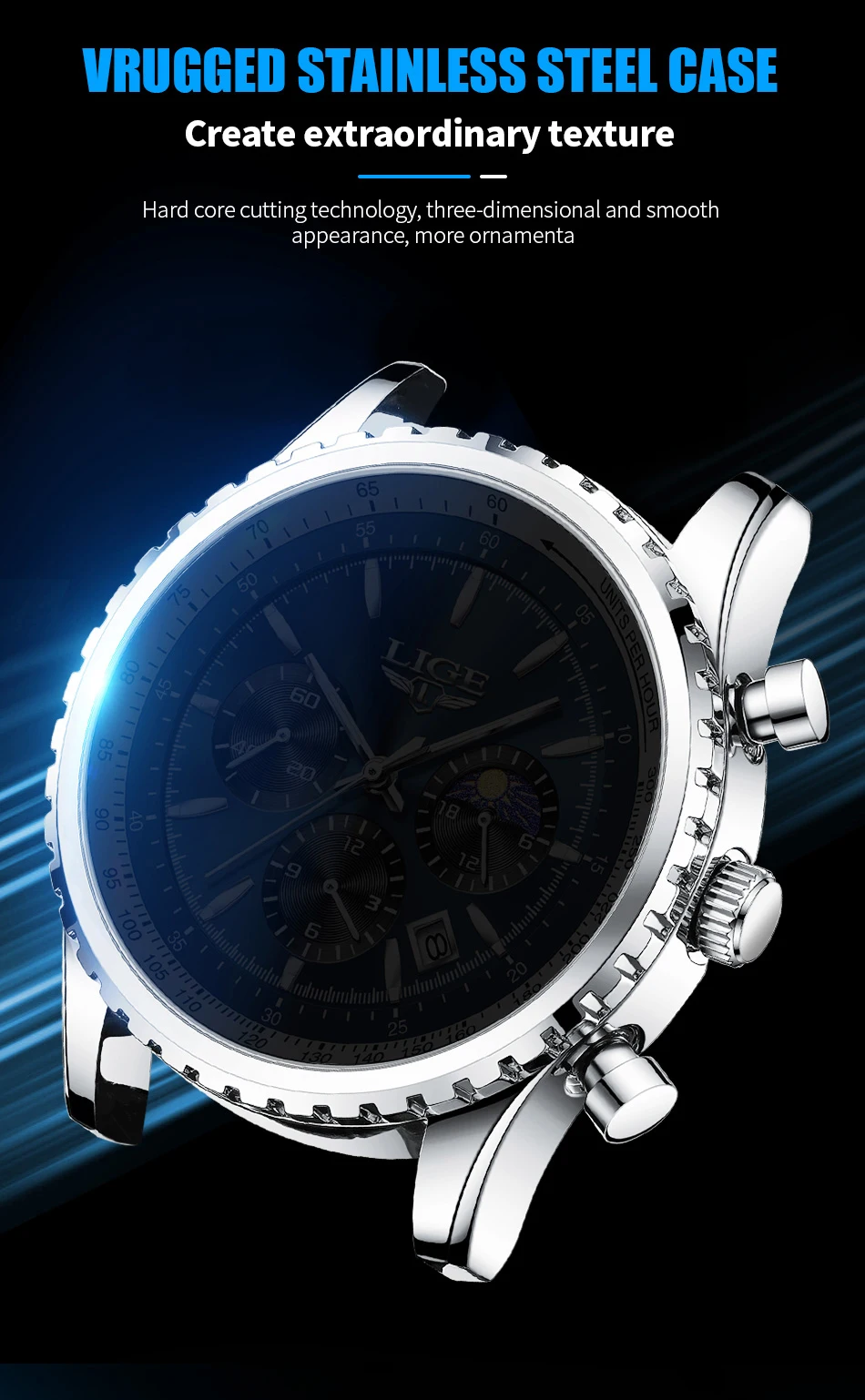 2023 LIGE Top Brand Luxury New Herreklokke Kvarts Manneklokker Vanntett lysende klokke for menn Date Chronograph Sport Armbåndsur