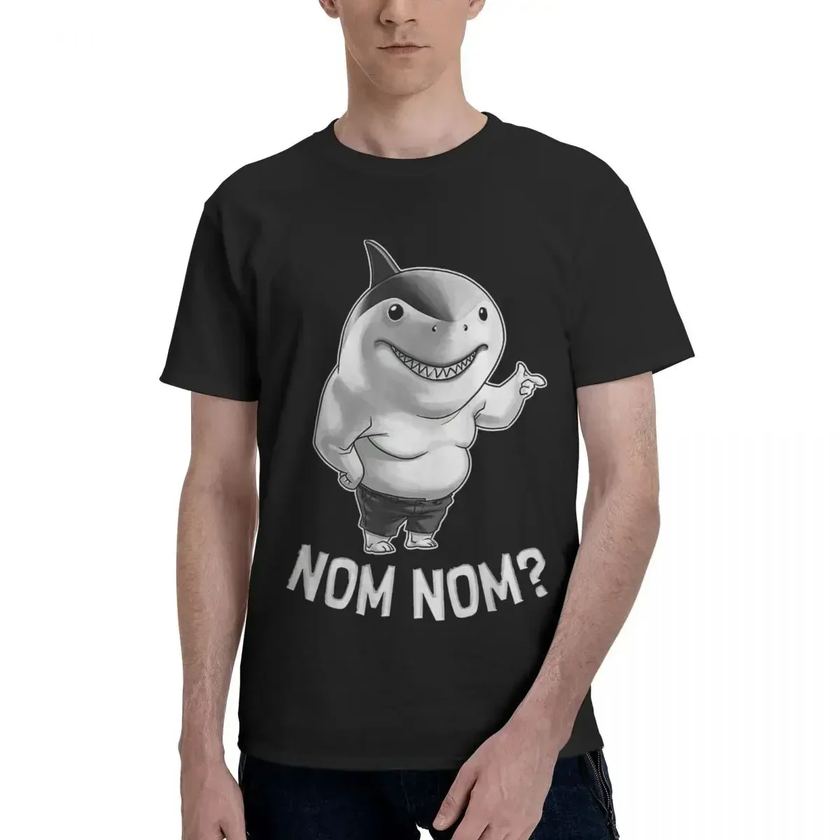 

Crewneck TShirts Big Shark In The Squad Nom Nom Funny Movie Character Personalize Men's T Shirt Funny Tops Size S-3XL
