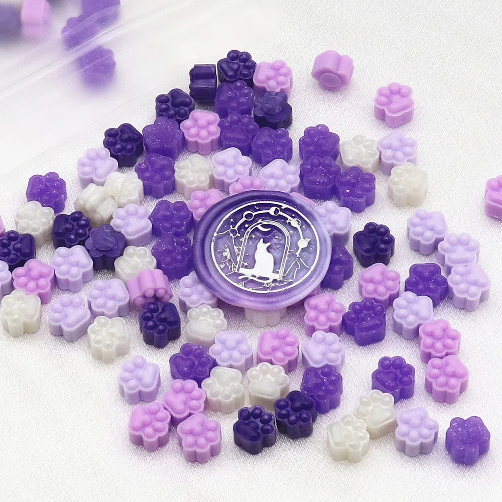 100pcs Cute Transparent Cat Claw Sealing Wax Beads for Wax Seal Stamp DIY Envelope Wedding Kids Birthday Party Invitation