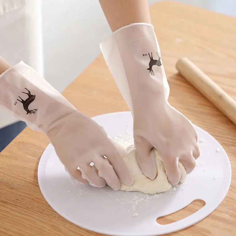 Household Gloves Non-slip Soft Dish Washing Glove Safety Finger Protective Cleaning Tool Housework Waterproof Rubber