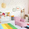 Kids Sofa, Pink Toddler Couch Princess Sofa with PVC Leather and Embedded Crystal, Upholstered Children Chaise Lounge 2