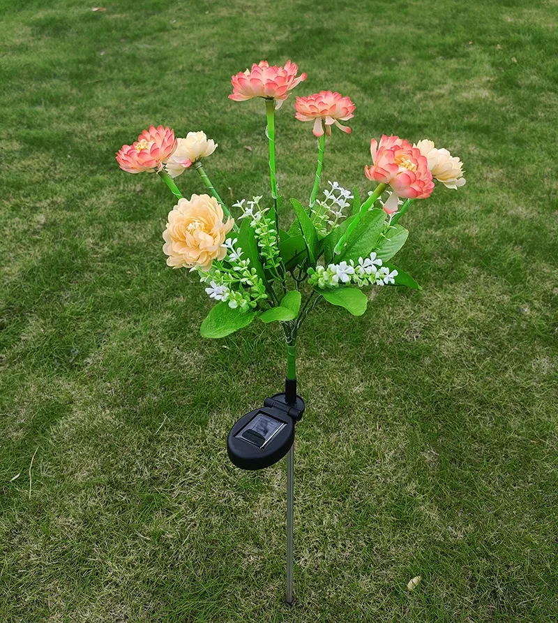 7 Head Solar LED Saussurea Rose Flower Lawn Light Energy Saving Lawn Lamps Outdoor Garden Path Yard Decoration Flower Party Lamp