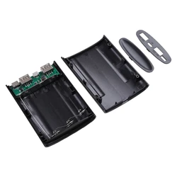 Dual USB Output 18650 Battery Case - Durable Plastic Power Shell (Black)