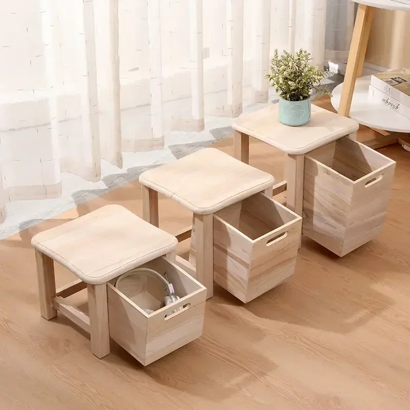 Nordic Storage Solid Wood Small Stool Modern Storage Stool Home Entrance Hallway Shoe Changing Fashion Simple Home Decor