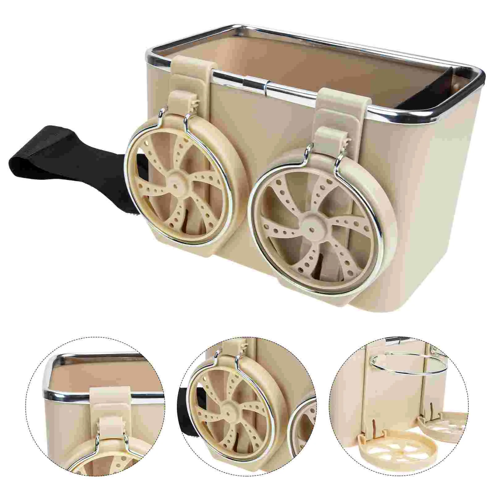 

Armrest Box Car Storage Hand Cup Holder Stainless Steel Middle Console Organizer