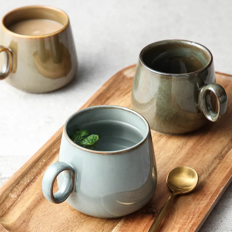 

Creative Coffee Cup Ceramic Retro Water Cup Solid Color Tea Cup Office Home Beverage