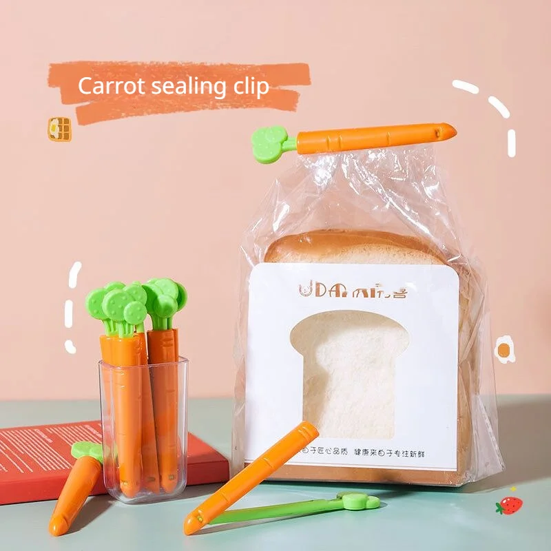 Bag Clips Portable Food Snack Bag Sealing Clamp Carrot Shape Food Fresh Keep Organizer Sealing Clips Kitchen Storage Tools 5pcs